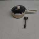 Dezin Hot Pot Electric with Steamer Upgraded, Non-Stick Sauté Pan, Rapid Noodles Electric Pot, 1.5L Mini Pot for Steak, Egg, Fried Rice, Ramen, Oatmeal, Soup with Power Adjustment (Beige 2)