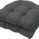 Waterproof Chair Cushions Set of 2 Outdoor,Tufted Thicken Weather and Fade Resistant Kitchen Seat Cushions,Patio Chair Pads for Garden Furniture Sofa Couch (Dark Grey)