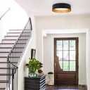 Bargeni Flush Mount Ceiling Light,12.5 inch LED Ceiling Light Fixture,Matte Black with Gold Inside,3000K/Warm White/18W(100w Equiv.),Dimmable Outdoor Lighting Fixtures Ceiling for Bedroom and Hallway