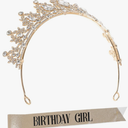 1set Rhinestone Crown Headband and Sash for Elegant Decorative Tiara Accessories for Parties Unique Lightweight Design for Memorable Celebrations