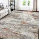 Area Rugs for Living Room: 9x12 Washable Neutral Modern Rug for Bedroom Large Soft Abstract Dining Room Rugs Indoor Floor Low Pile Carpet for Home Office Nursery - Rust Grey (9' x 12')