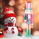 Christmas Nutcracker Ornament 15inch King Soldier Nutcracker Suitable for Table, Fireplace Decoration Christmas Party Supplies (Pink Holding Christmas Tree)
