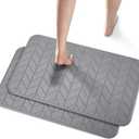 JUERLEN 2 Pack Diatomaceous Earth Shower Mat, Stone Bath Mat, Nonslip Super Absorbent Fast-Drying Hard Bath Mat for Bathroom Shower Floor, 24 x 16 inch, Grey Arrow Design, Dark Grey