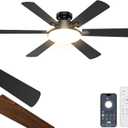 52 Inch Ceiling Fans with Lights, Upgraded 6 Blades Ceiling Fan with Light Remote, Quiet 6 Speed Reversible DC Motor, Modern Design, Flush Mount, 3CCT Dimmable LED, Double Sided for Bedroom Livingroom