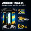 VIVOHOME 2640GPH Auto-Cleaning Pressurized Bio Pond Filter with 18W Light, Timer, Multi-Size Adapters for Koi Ponds up to 1585 Gallons or Ornamental Ponds up to 3170 Gallons