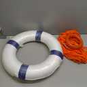 Lifebuoy Set 20Inch Life Preserver Ring and Water Floating Lifesaving Rope 98.4FT,Swim Foam Buoy,Swimming Pool Safety Throwing Ring with Perimeter Rope,Throwable Flotation Device (Blue)