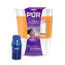 PUR Slim Water Filter Pitcher, 8-Cup Capacity, Compact Design for Dorms & Mini Fridges, Dishwasher Safe, Fast Filtration, Includes 1 Filter, Cleaner Great-Tasting Drinking Water Filtration, Tangerine