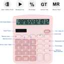 Desk Calculator, Envysun 12-Digit LCD Display Office Calculator  Dual Power, Compact and Lightweight, Easy-to-Read Display, Durable for Business, School, and Home (Pink)