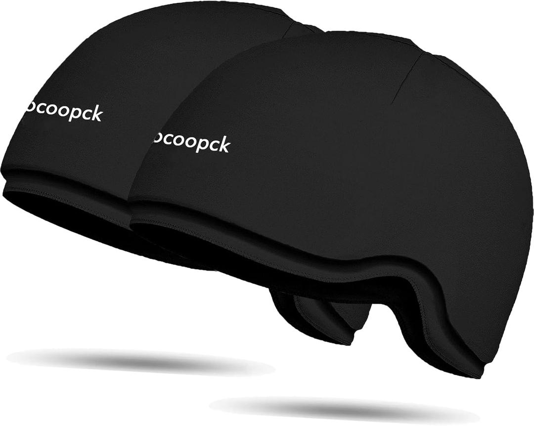 2 Packs Cold Cap for Chemotherapy Patients, Chemo Care Package for Women and Men, Migraine Ice Cap, Ice Hats for Migraines, Head Cooling Cap for HeadachCooling Hat for Stress Relief, Cold Compress (Black)