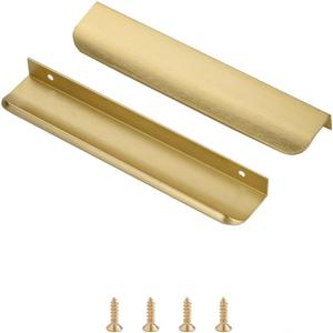 Satanga 10 Pack 6.3" Hole Center Brushed Brass Cabinet Pulls Aluminum Square Cabinets Pulls Cupboard Cabinet Pulls Bar Drawer Pulls Wardrobe Cabinet Handles Overall 7.87 Inch (Gold)