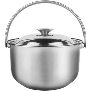 Cabilock 2.2L Stainless Steel Soup Pot with Lid and Handle Multipurpose Stockpot for Stewing Boiling Compatible with Gas and Induction Stoves 8.27 Inch (19.5X19.5X21CM, Silver)