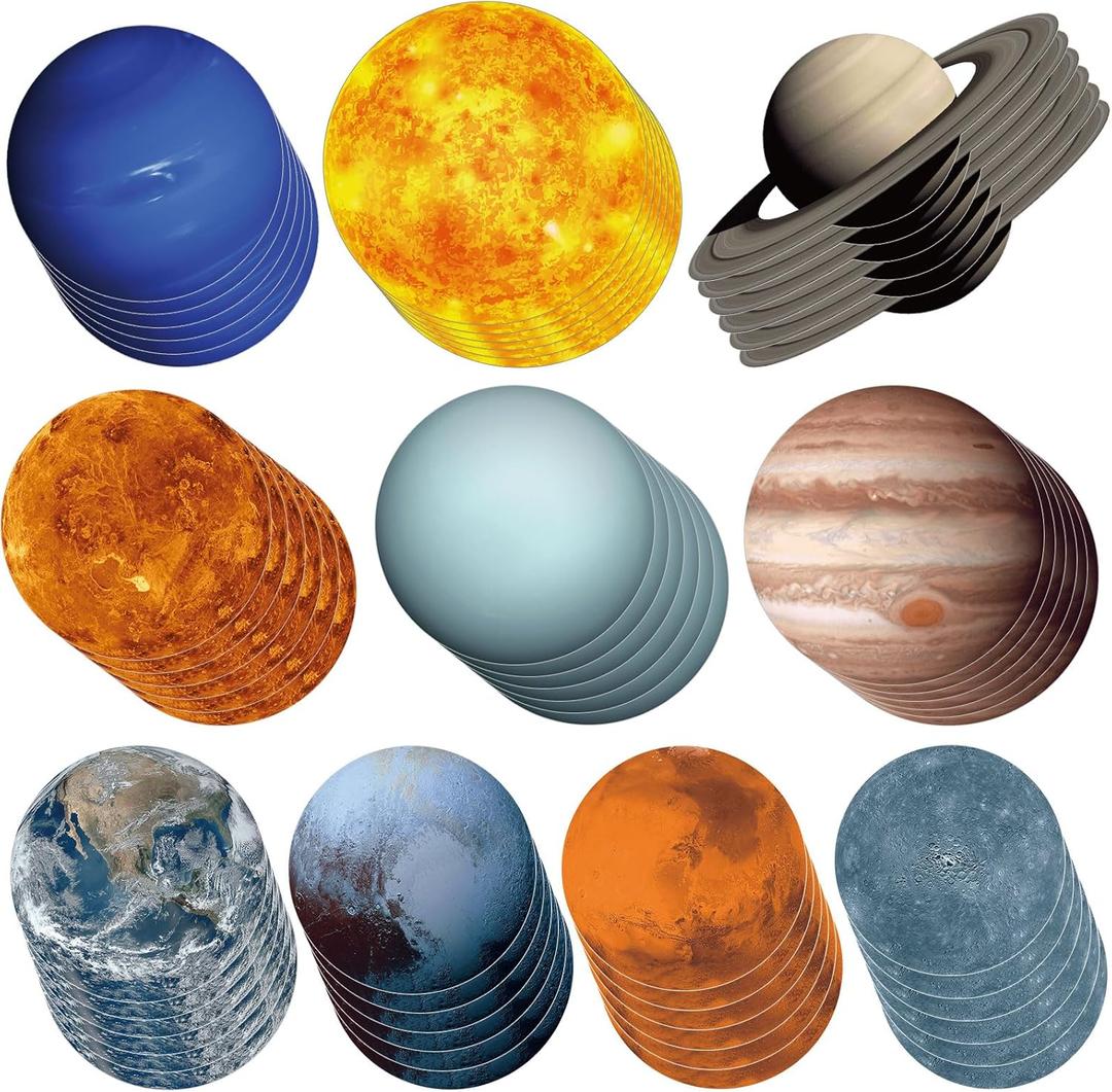 60 Pcs Solar System Cutouts for Bulletin Board 9 Planets Galaxy Wall Decal Planet Wall Stickers Decals for Science Classroom Bedroom Outer Space Decor Universe Theme Party Astronomy Bulletin Board