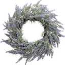 Wreaths for Front Door, Purple Flower Garland for All SeasonsGrapevine Wreath with Lavender Flowers for Home Decor and Front Porch Decor, Artificial Hanging Flowers for Outdoors (Purple)