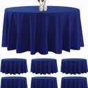 6 Pack Round Tablecloth 132 Inches Royal Blue Table Cloth Stain and Wrinkle Resistant Washable Polyester Fabric Table Cover for Party, Wedding and Banquet Decoration
