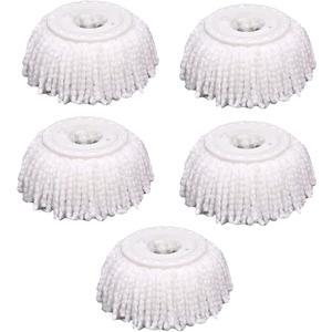 5 PCS Microfiber Replacement Mop Head Spin Mop Head Replacement 5-Pack, Microfiber Refill Heads Universal for 360 Spin Magic Mopping, Round Shape Standard Size White