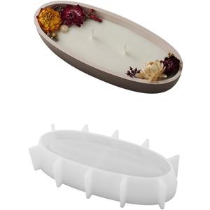 Oval Candle Boat Jar Molds, Creative Silicone Vessels Pot Molds, Concrete Container Storage Tray Making Moulds for Storage Holder Jewelry Box Vase Aroma Cup (S)