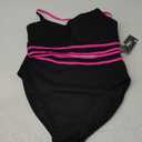 BMJL Women's High Waisted Bikini Ribbed Two Piece Swimsuit High Cut Color Block Adjustable Straps Bathing Suit L