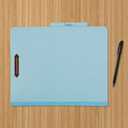 Amazon Basics Classification Folder with Prongs, 100% Recycled, 2 Dividers, 2" Embedded Fasteners, Letter Size, for Documents Organization, Light Blue, 10 Count