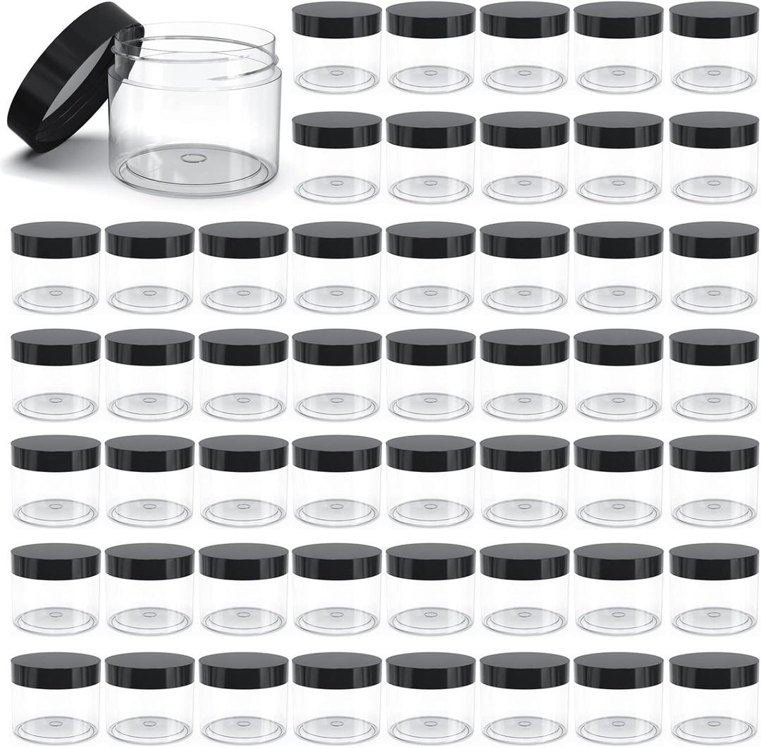 50 Pieces 4oz Plastic Jars with Lids Clear Round Cosmetic Container Empty Storage Jars for Makeup,Jewelry,Samples,Travel Storage