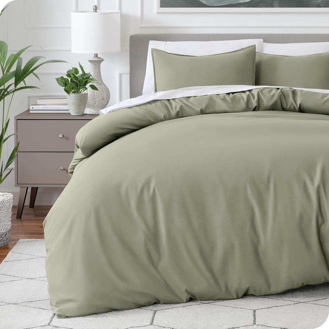 Bare Home Bedding Duvet Cover Queen Size - Premium 1800 Super Soft Collection - Lightweight, Cooling - Soft Breathable Bedding Duvet Cover (Queen, Sage)