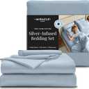 Miracle Made Breathable Cotton Bed Sheets, 4-Piece Set  Silver-Treated, Soft and Cool-to-the-Touch Lightweight Bedding Designed for Hot Sleepers  Queen Size, Sky Blue
