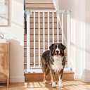 Amibud 41'' Extra Tall Baby Gate for Large Dogs Pets Indoor No Jumping Over, 30-32.6'' Wide Heavy Duty Puppy Gate for Doorways, Pressure Mounted Metal Gate for Child Toddler No Tools Needed(White)