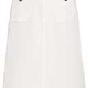 Belle Poque White Denim Skirt Women High Waisted Skirt with Pockets Jean Skirts for Women White L
