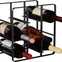 Buruis 9-Bottle Wine Rack, Modern Metal Countertop Wine Holder Stand for Kitchen, Pantry & Cabinet Storage, No Assembly Required, Black