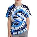 Kids Tie Dye Shirt Size 6-18 Children Hippies Senior Short Sleeve Tees Tie-Dye T Shirt for Boys Girls (Peace Sign American Flag)