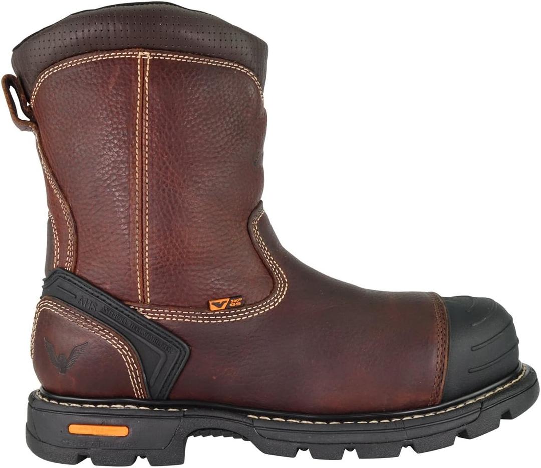 Thorogood GEN-Flex2 8 Side-Zip Wellington Pull On Work Boots for Men - Full-Grain Leather with Safety Toe, Storm Welt Construction, and Traction Outsole; EH Rated (9.5 Wide, Brown Side Zip)