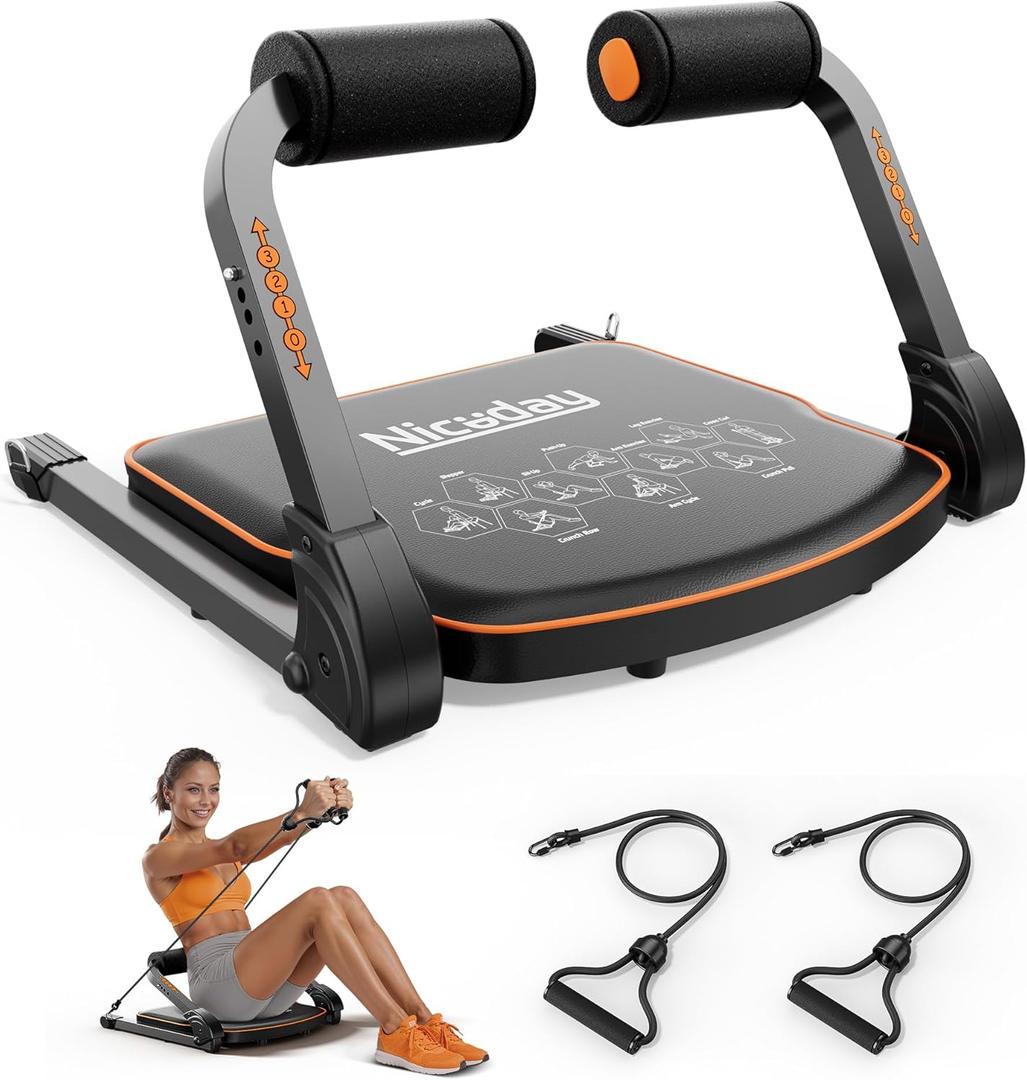 Niceday Ab Workout Equipment, Ab Machine for Stomach Workout, Ab Trainer Machine for Home, Ab Crunch Machine for Home Exercise, Sit Up Machine with 330 LBS Weight Capacity with Resistance Bands