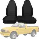 2Pcs 60/40 Cloth High Back Bench Seat Cover Compatible with Ford Ranger XLT 1998 1999 2000 2001 2002 2003-Without Console Cover-Black