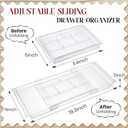 2pack Shallow Expandable Drawer Organizer, Adjustable 12.5”–20” Clear Plastic Drawer Organizer Tray for Vanity Bathroom Desk Kitchen Drawers, Multi Compartment Storage