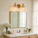 ANDY STAR Gold Bathroom Light Fixtures, 2-Light Brass Vanity Light, Modern Sconces with Globe Clear Lampshade, Farmhouse Bathroom Lighting Fixtures Over Mirror with Metal Lamp Body, E26 Base