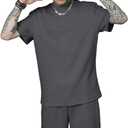 KUYIGO 2 Pieces Outfits Summer Tracksuit Sweatsuits Short Sleeve T-Shirts and Shorts Sets for Generation Z