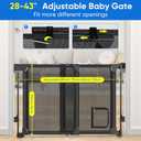 Upgraded 28-43" No Bottom Bar Baby Gate,Heavy-Duty Hardware Mount Dog Gate with Cat Door, Adjustable Baby Gate,for House/Stairs/Doorways Use, Safety Pet Gates, Walk Thru Door