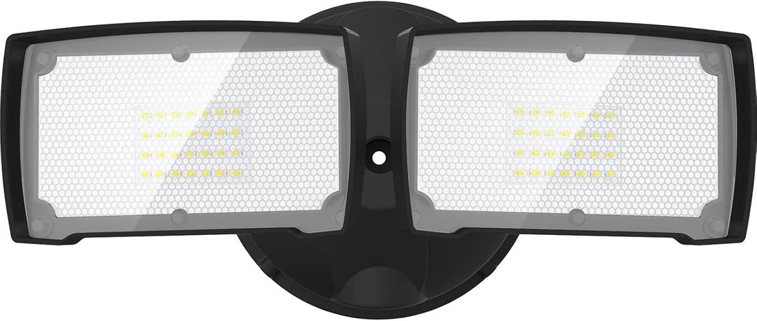 LEPOWER 3000LM Flood Light Outdoor, Switch Controlled LED Security Light, 28W Exterior Lights with 2 Adjustable Heads, IP65 Waterproof, 5500K Wall Mount Exterior LED Flood Light for Garage, Yard Black