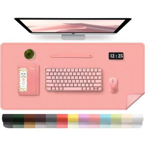 Leather Desk Pad Protector, Desk Mat, Large Mouse Pad, Non-Slip Desk Blotter, Office Laptop Desk Pad, PU Leather Desk Writing Pad for Office and Home (Sweet Pink, 31.5" x 15.7")