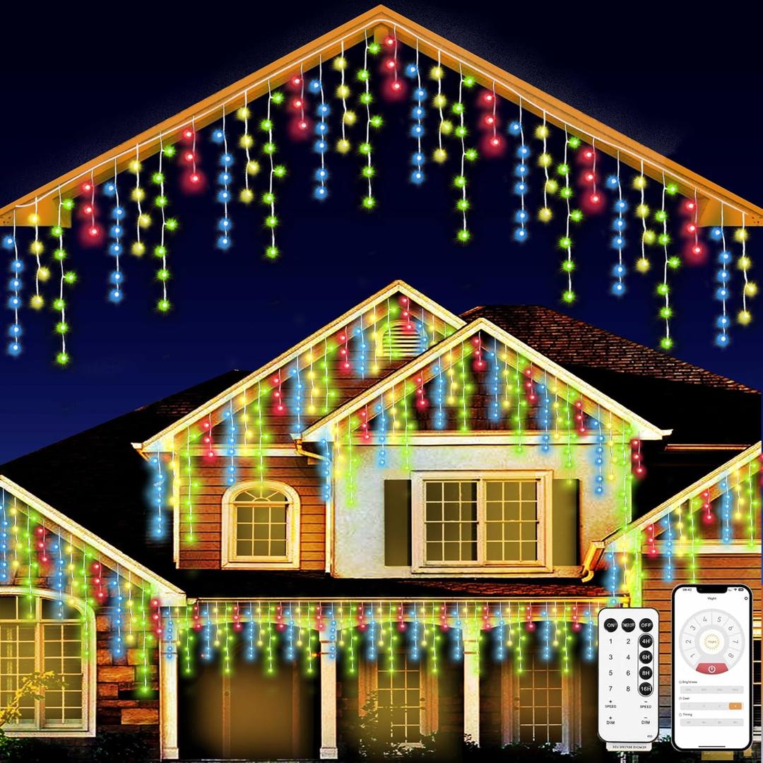 SOSHOT Christmas String Lights Outdoor - 131Ft/40M 1680 LED 8 Modes with Remote Control and App Waterproof Christmas Lights for Patio Yard Garden Wedding Party-Multicolor