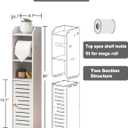 AOJEZOR Toilet Paper Holder Stand: No Drill PVC Small Bathroom Cabinet for Apartment Dwellers - Rental Deposit Protection - Small Space Storage Saving