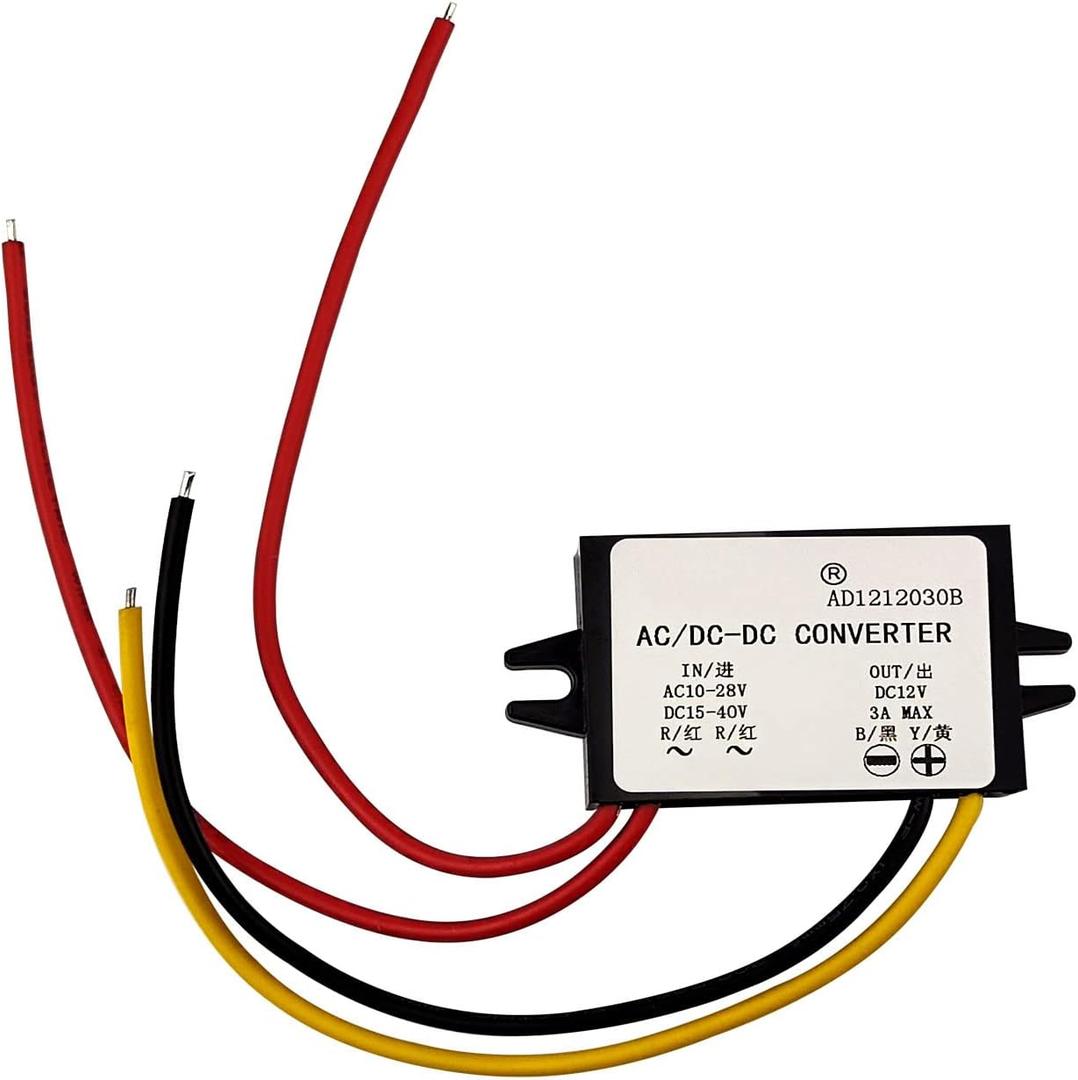 12V Ac to Dc Converter, Step Down Power Supply Car Voltage Regulator AC 10-28V to DC 12V Buck Converter for Car Waterproof Step Down Module (12V 3A)