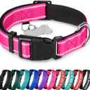 TECEUM Reflective Dog Collar  Hot Pink  M  Extra Soft Padding  Basic Nylon Pet Collar  Quick Release Buckle  Fits Small, Medium and Large Dogs, Puppies, Cats  ESA & Service Dog Options