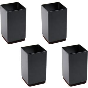 1 1/2-inch Black Bed Risers Carbon Steel Bed Elevator Metal Sofa Risers Square Furniture Risers, Pack of 4
