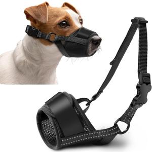 Dog Muzzle, Soft No Barking Mesh Muzzles for Medium Sized Dogs Anti Chewing, Breathable No Bite Muzzle for Mini Dachshund Jack Russell, etc, Suit for Grooming Vet Visits Allows Panting Drinking (Circumference:5.5''-6.7''in), M