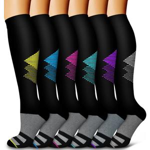 6 Pack Copper Compression Socks for Women and Men Circulation-Best Support for Medical,Running,Nursing,Athletic (Small-Medium)