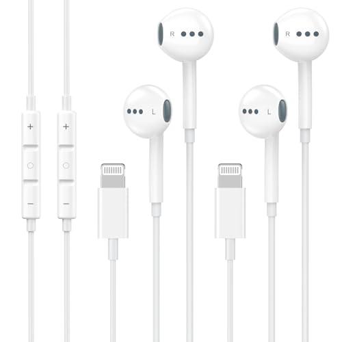2 Pack Wired Headphones for iPhone Earbuds with Built-in Microphone & Volume Control HiFi Stereo Nosie Reduction Earphones for iPhone 14 13 12 11 Pro Max XS XR X 8 7 6, Support All iOS