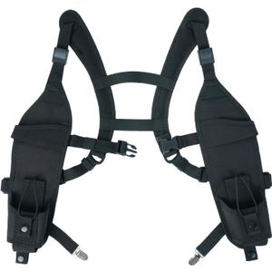 KUNN Radio Harness with Chest Buckle, Double Shoulder Holder for Walkie Talkie, Universal Holster for Police, Black