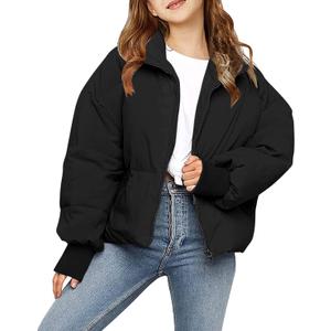 rrhss Girls Winter Long Sleeve Zip Puffer Jacket Kids Baggy Short Down Coats (7-8 Years, Black)