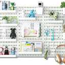 Lyrique Pegboard Wall Organizer, Wall Mounted Storage Set with 2 Pegboards & 13 Accessories, 23.6" x 11.81" White Peg Board Organizer