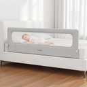 Folding Bed Rail for Toddlers, Baby Bed Rail Guard with Reinforced Anchor Safety System, Toddler Bed Rails for King Size Beds, Twin, Full, Queen (Grey, 71"x21.6")